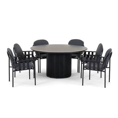 Mornington Outdoor 1.5m Round Dining Setting with 6 Chairs