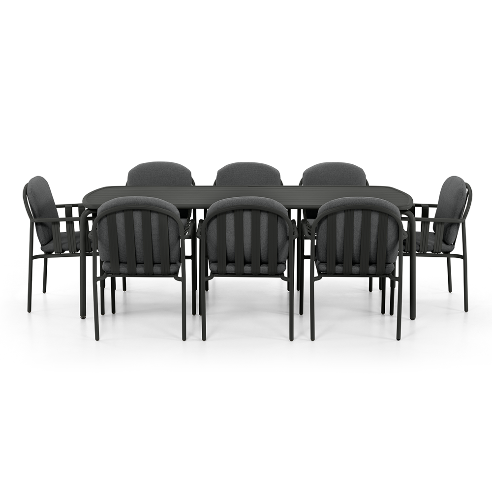 Mornington Outdoor 2.2m Rectangle Dining Setting with 8x Chairs