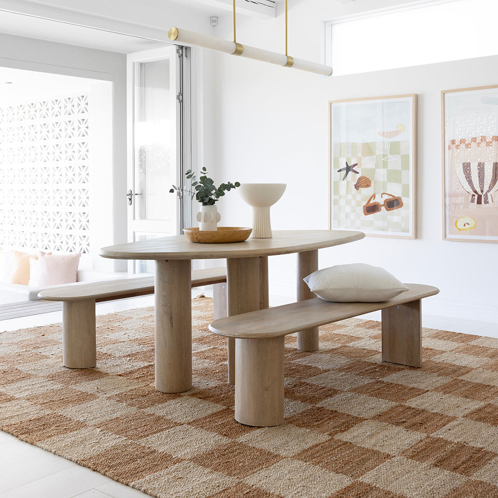 Nambucca Indoor 2m Table with 2 x Kirribilli benches Dining Set