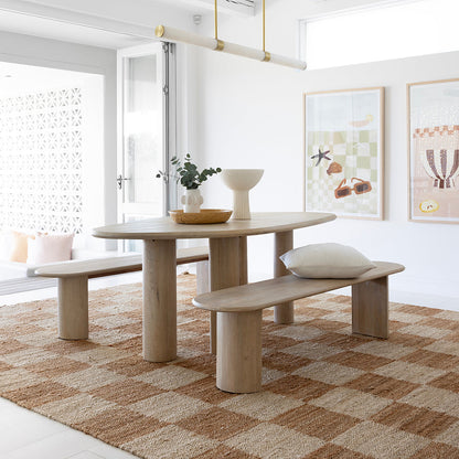 Nambucca Indoor 2m Table with 2 x Kirribilli benches Dining Set