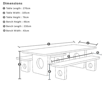 Norah Indoor 2.7m Timber Dining Setting with Benches