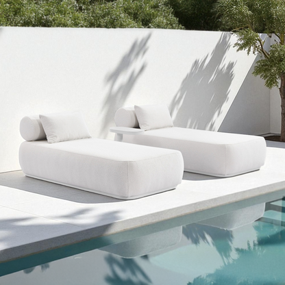 Norfolk Outdoor Aluminium Single Sun Lounge Set with Side Table