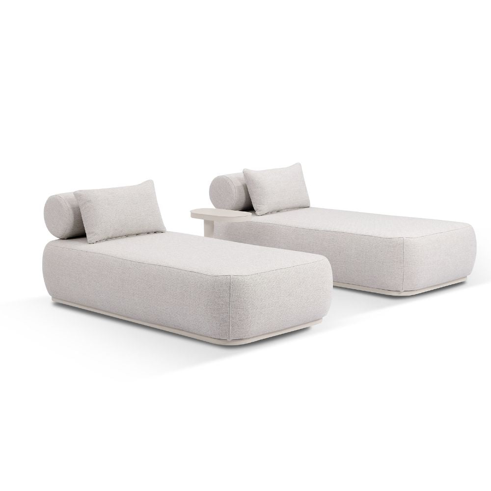 Norfolk Outdoor Aluminium Single Sun Lounge Set with Side Table