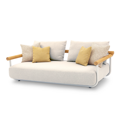 Albany 3 Seater Outdoor Aluminium and Teak Timber Daybed Lounge