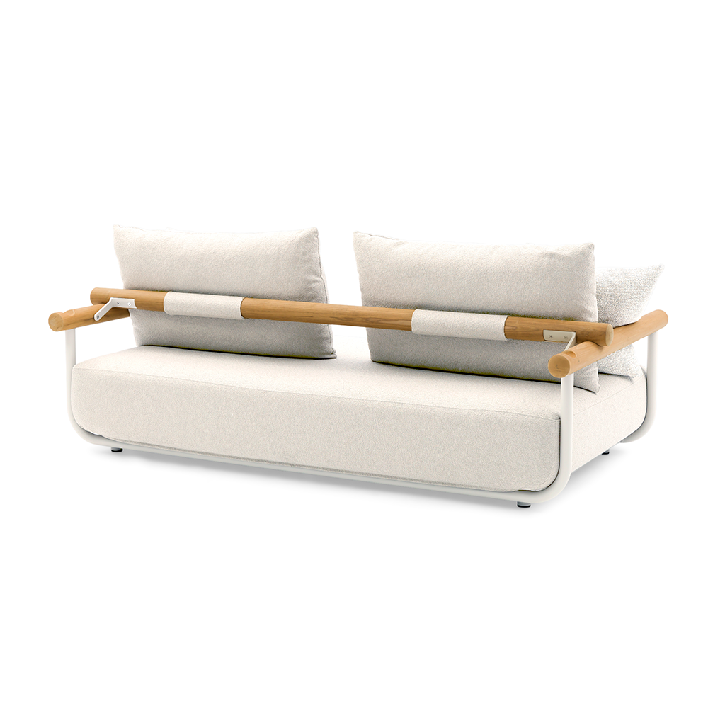 Albany 3 Seater Outdoor Aluminium and Teak Timber Daybed Lounge