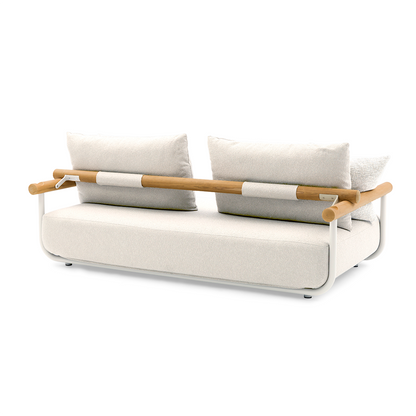 Albany 3 Seater Outdoor Aluminium and Teak Timber Daybed Lounge