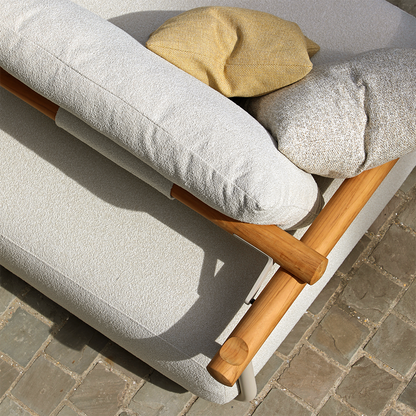 Albany 3 Seater Outdoor Aluminium and Teak Timber Daybed Lounge