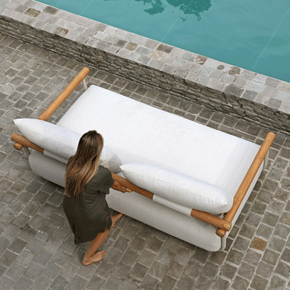 Albany 3 Seater Outdoor Aluminium and Teak Timber Daybed Lounge