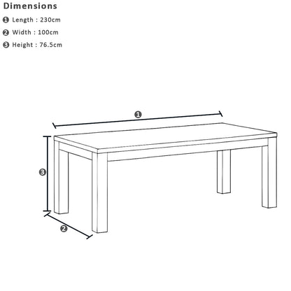 Pearl Outdoor 2.3m Teak Timber Dining Table