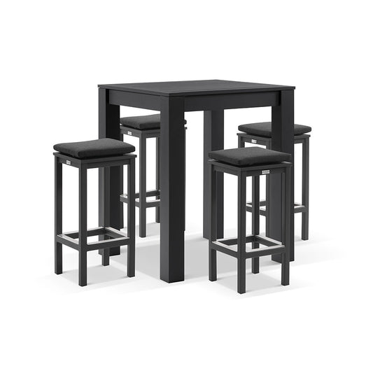 Santorini Outdoor Square Bar Table with 4 Avoca Bar Stools