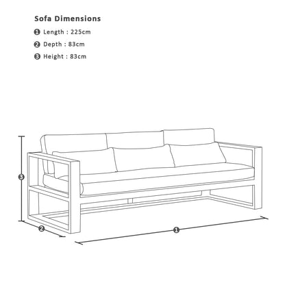 Balmoral 3 Seater Outdoor Aluminium and Teak Lounge