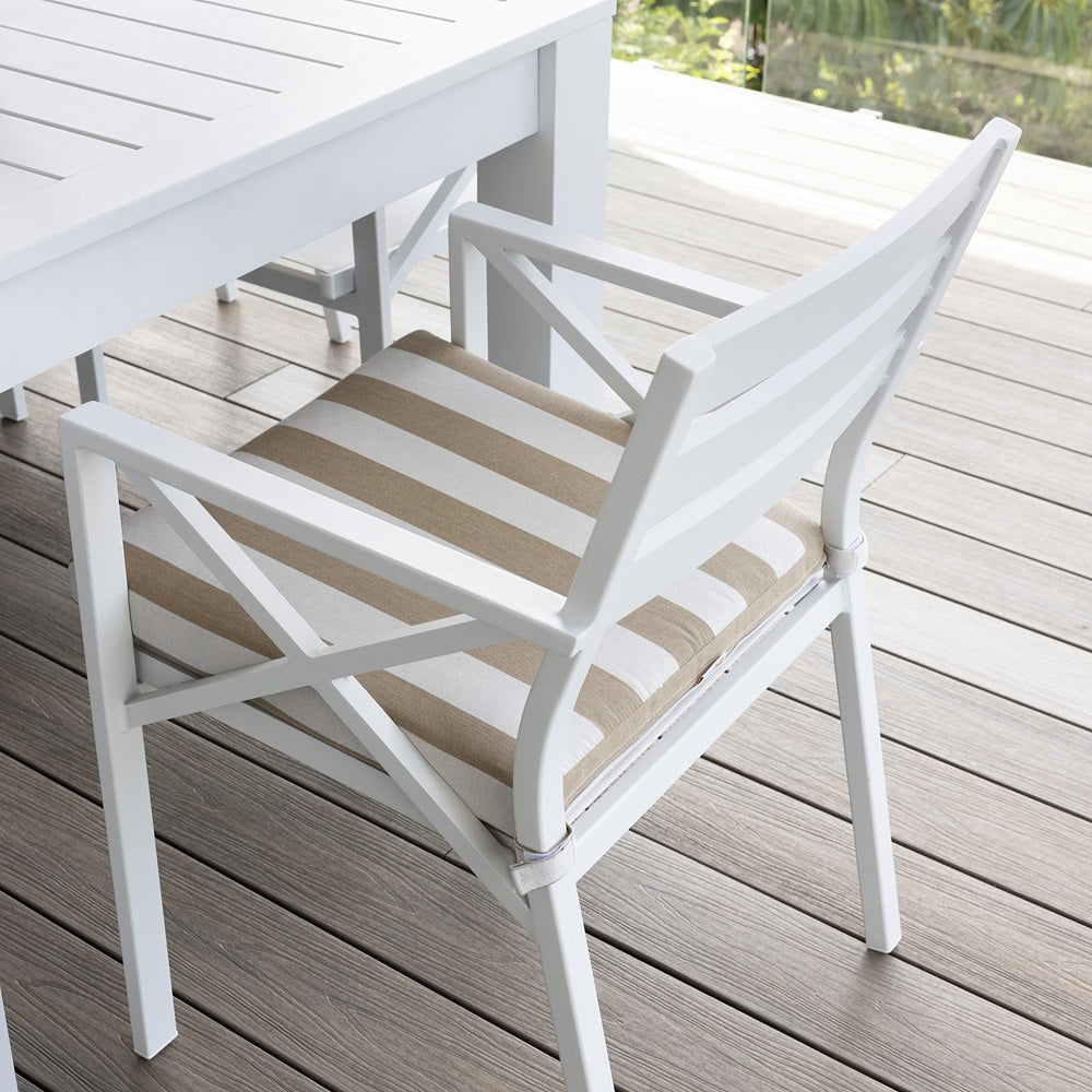 Kansas Outdoor Aluminium Dining Arm Chair in Sunbrella