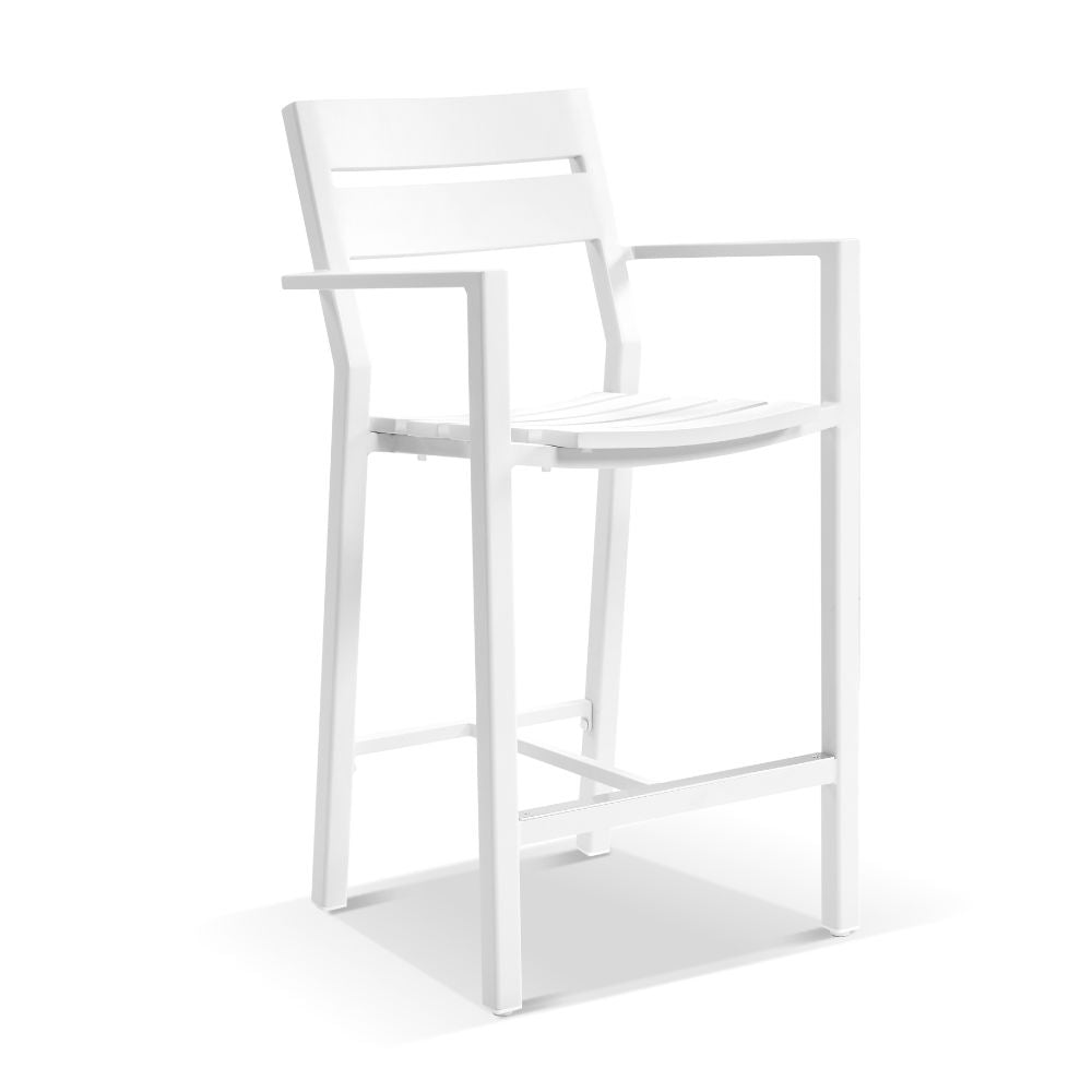 Houston Outdoor 90cm Round Aluminium Bar Table with 4 Santorini Bar Stools