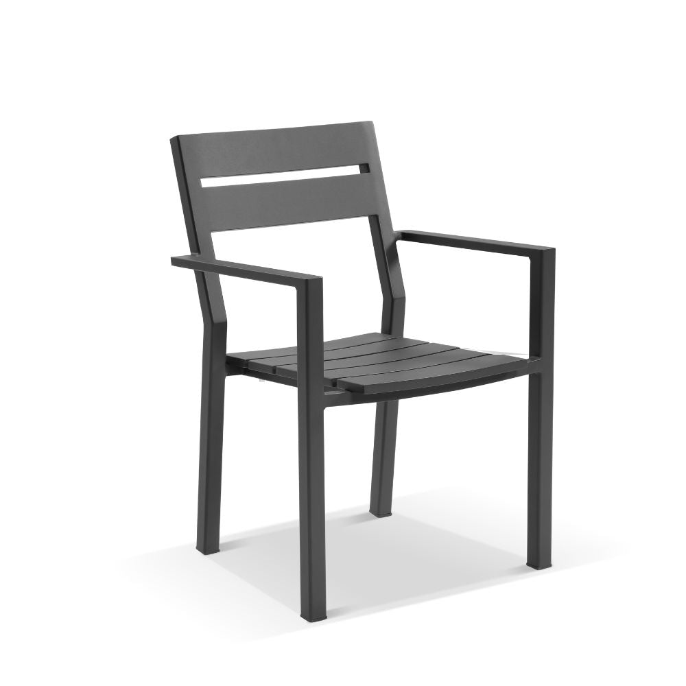 Hugo Outdoor 4 Seater Square Ceramic and Aluminium Dining Table with Santorini Dining Chairs