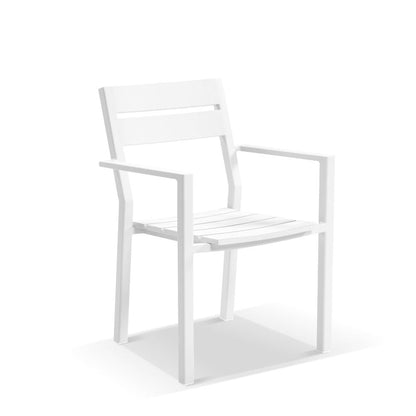 Hugo Outdoor 4 Seater Square Ceramic and Aluminium Dining Table with Santorini Dining Chairs