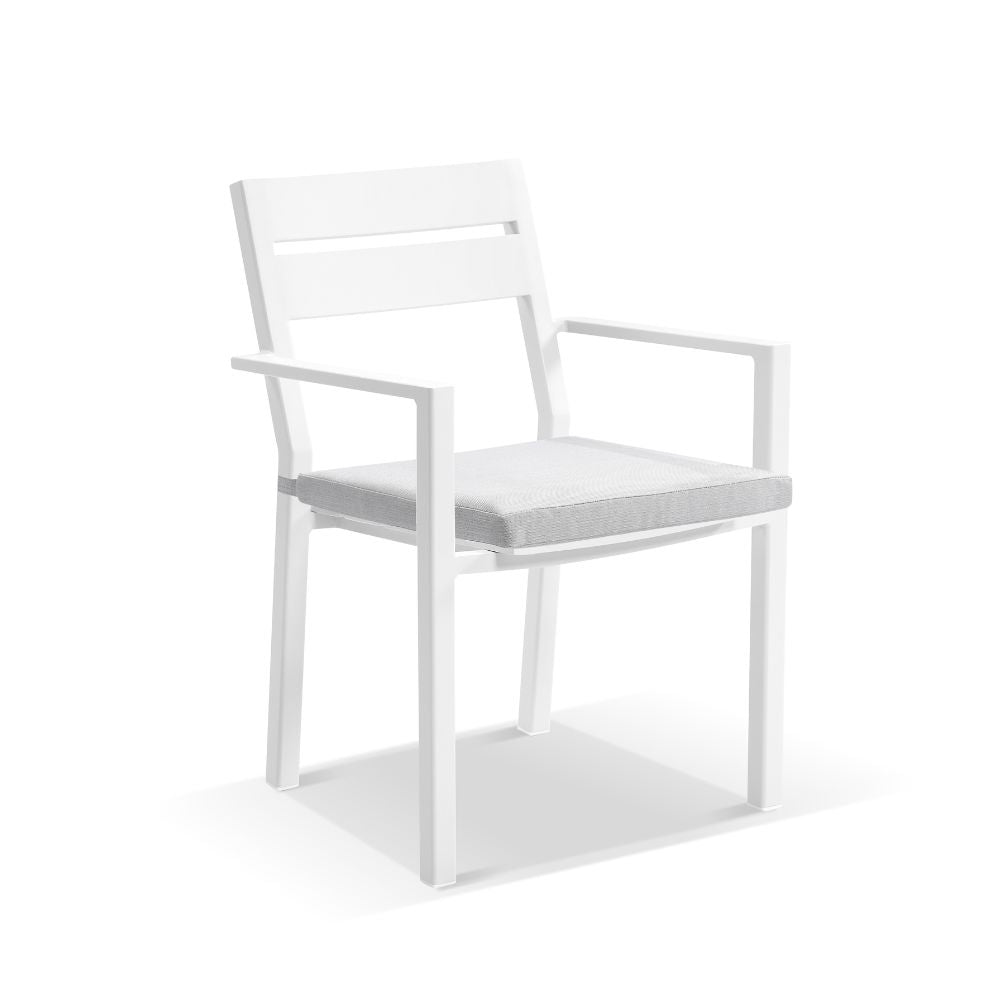 Hugo Outdoor 4 Seater Square Ceramic and Aluminium Dining Table with Santorini Dining Chairs