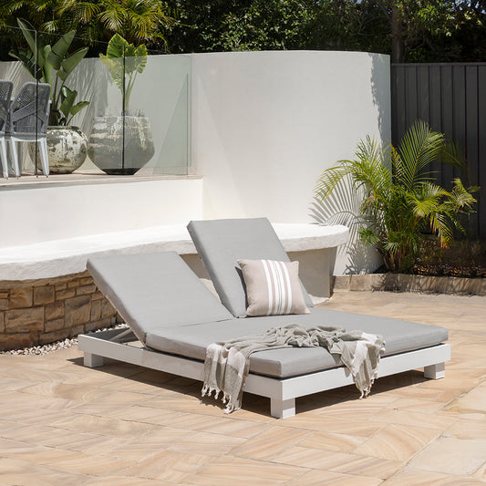Santorini Aluminium Double Sun Lounge w/ Side Table