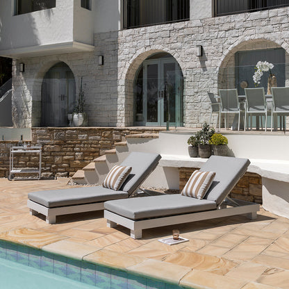 Santorini Aluminium Sun Lounge Set w/ Round Table