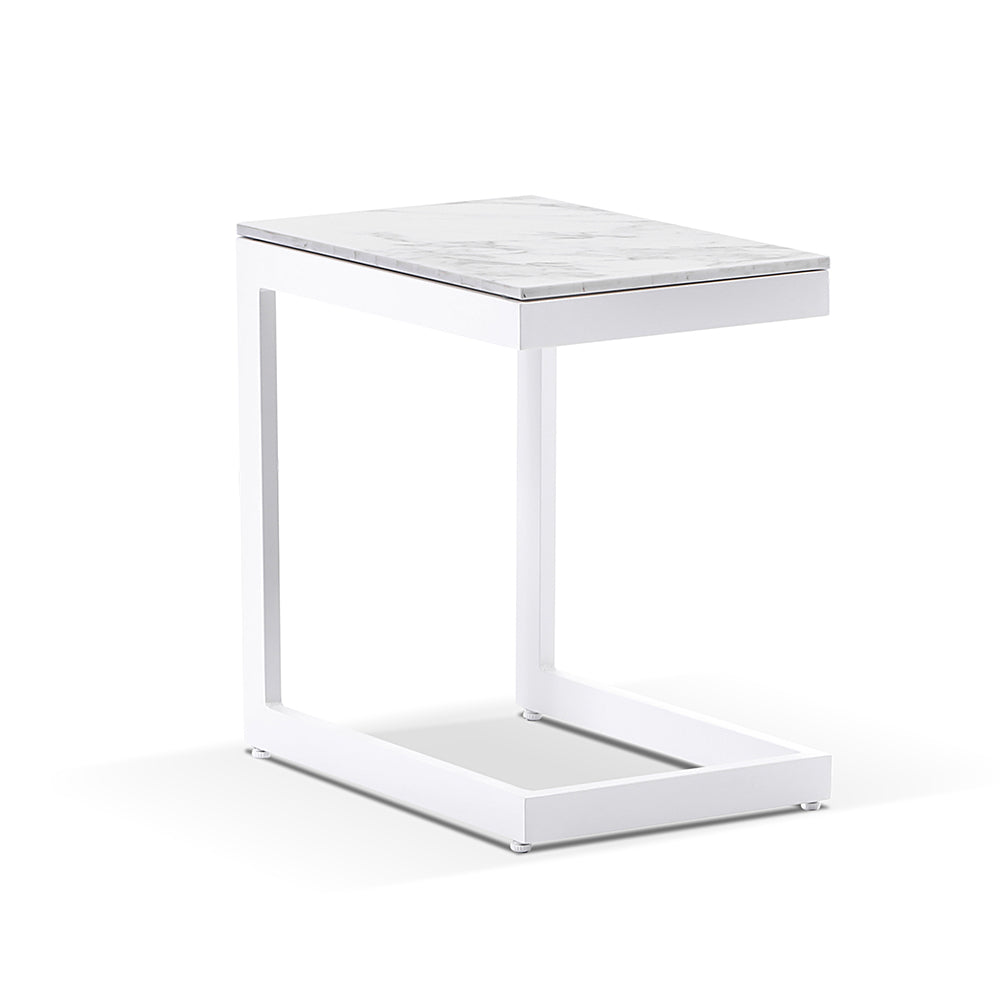 Kansas Outdoor Aluminium Sun Lounge on Wheels with Hugo Slide Under Side Table