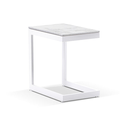 Kansas Outdoor Aluminium Sun Lounge on Wheels with Hugo Slide Under Side Table