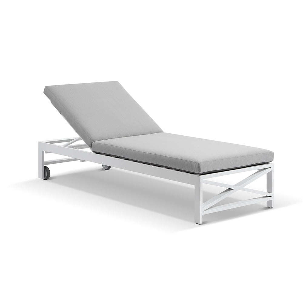 Kansas Outdoor Aluminium Sun Lounge Set on Wheels with Hugo Side Table