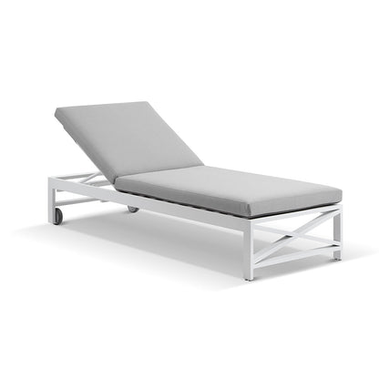 Kansas Outdoor Aluminium Sun Lounge Set on Wheels with Hugo Side Table