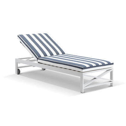 Kansas Outdoor Aluminium Sun Lounge on Wheels with Hugo Slide Under Side Table