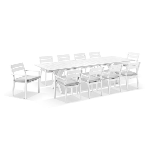 Tahitian 3m Aluminium Dining Table with 10x Santorini Chairs