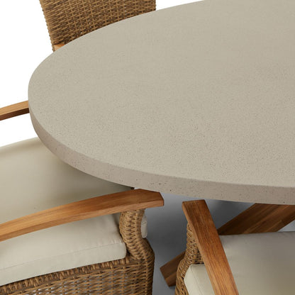 Tamarama Indoor Outdoor Oval Concrete Look Dining Setting With 8x Kai Wicker Chairs