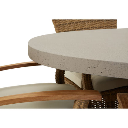 Tamarama Indoor Outdoor Oval Concrete Look Dining Setting With 8x Kai Wicker Chairs