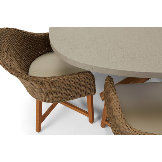 Tamarama Indoor Outdoor Oval Concrete Look Dining Setting With 8x Coastal Wicker Chairs