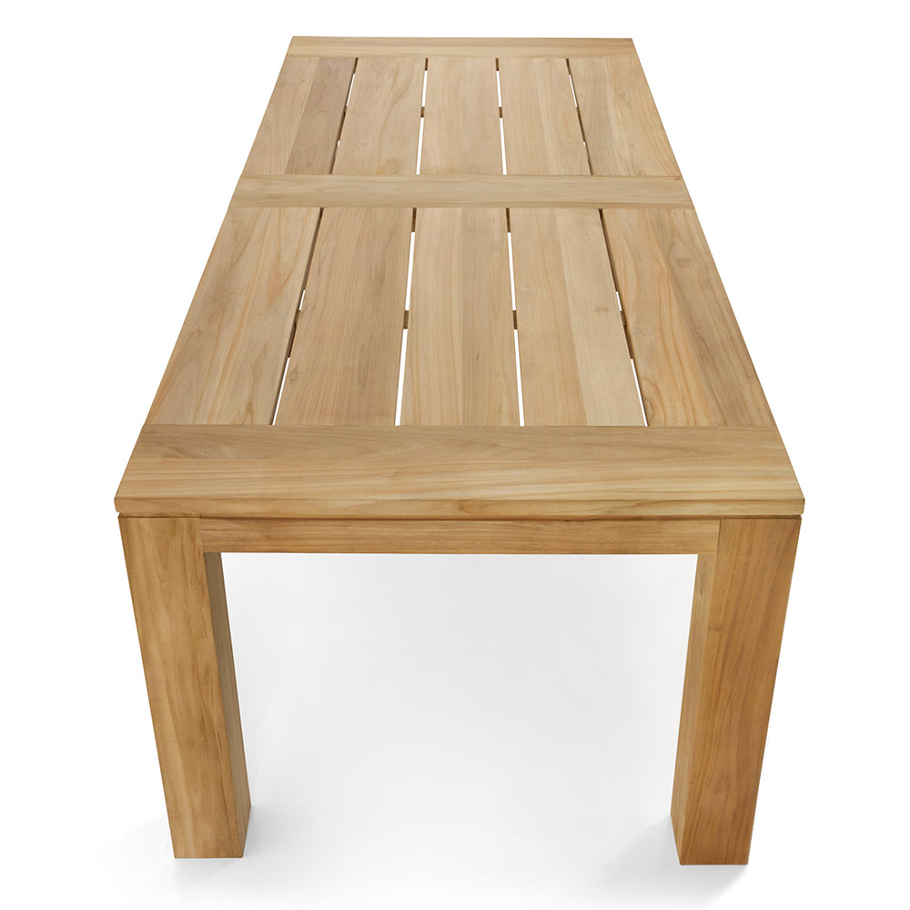 Pearl Outdoor 2.3m Teak Timber Dining Table with 8 Coastal Chairs