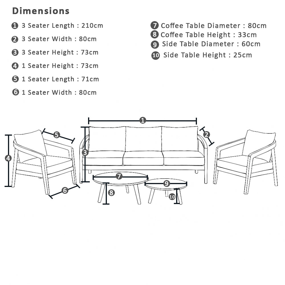 Casuarina 3+1+1 Outdoor Lounge Setting with Coffee Table Set