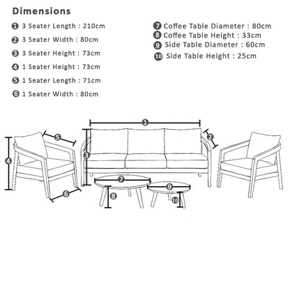 Casuarina 3+1+1 Outdoor Lounge Setting with Coffee Table Set