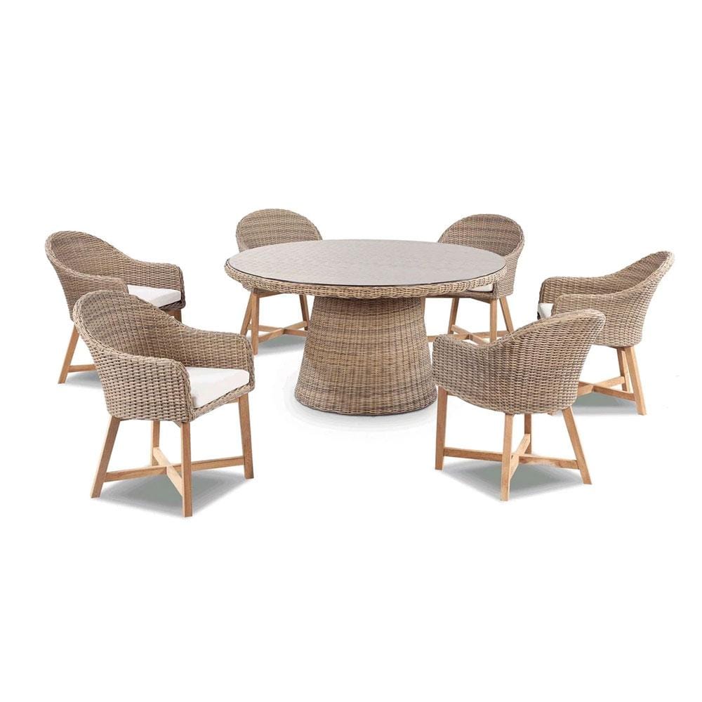 Plantation 6 with Coastal Outdoor Wicker Dining Chairs