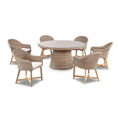 Plantation 6 with Coastal Outdoor Wicker Dining Chairs