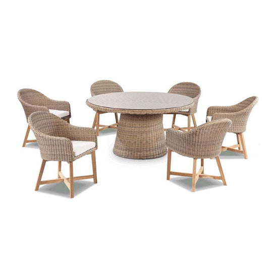 Plantation 6 with Coastal Outdoor Wicker Dining Chairs