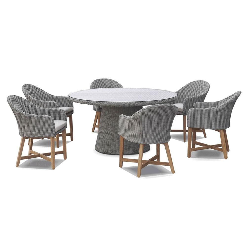 Plantation 6 with Coastal Outdoor Wicker Dining Chairs