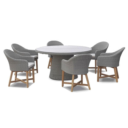 Plantation 6 with Coastal Outdoor Wicker Dining Chairs