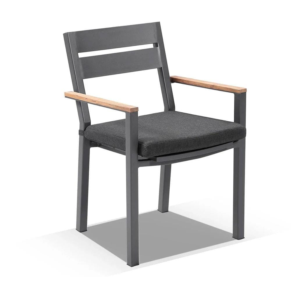 Balmoral 2.5m Teak Top Aluminium Table with 2 Bench Seats and 5 Chairs