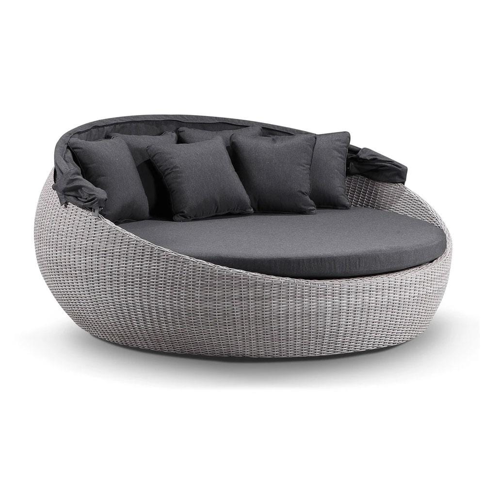 Large Newport Outdoor Wicker Round Daybed with Canopy