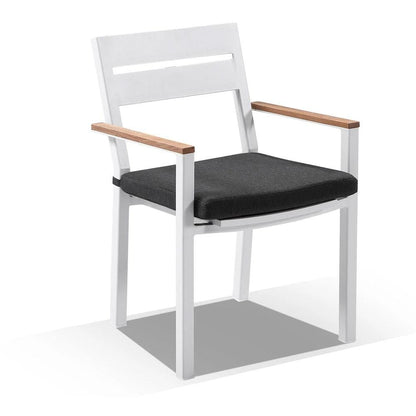 Balmoral 2.5m Teak Top Aluminium Table with 8 Capri Dining Chairs