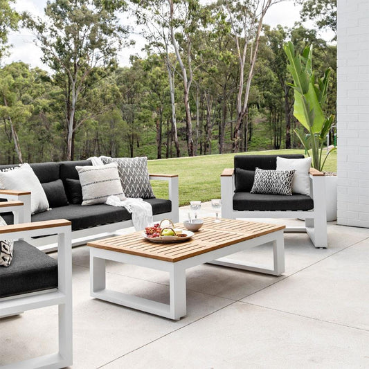 Balmoral 2+1+1 Seater Outdoor Aluminium and Teak Lounge Setting