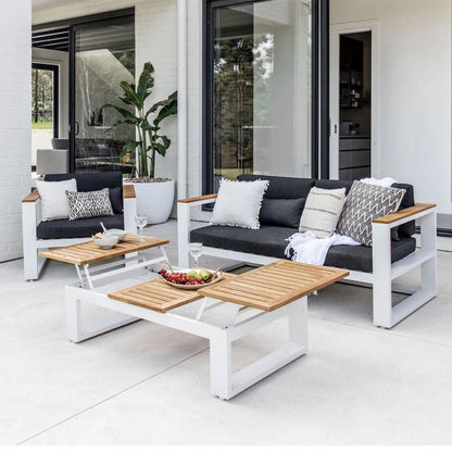 Balmoral 2+1+1 Seater Outdoor Aluminium and Teak Lounge Setting