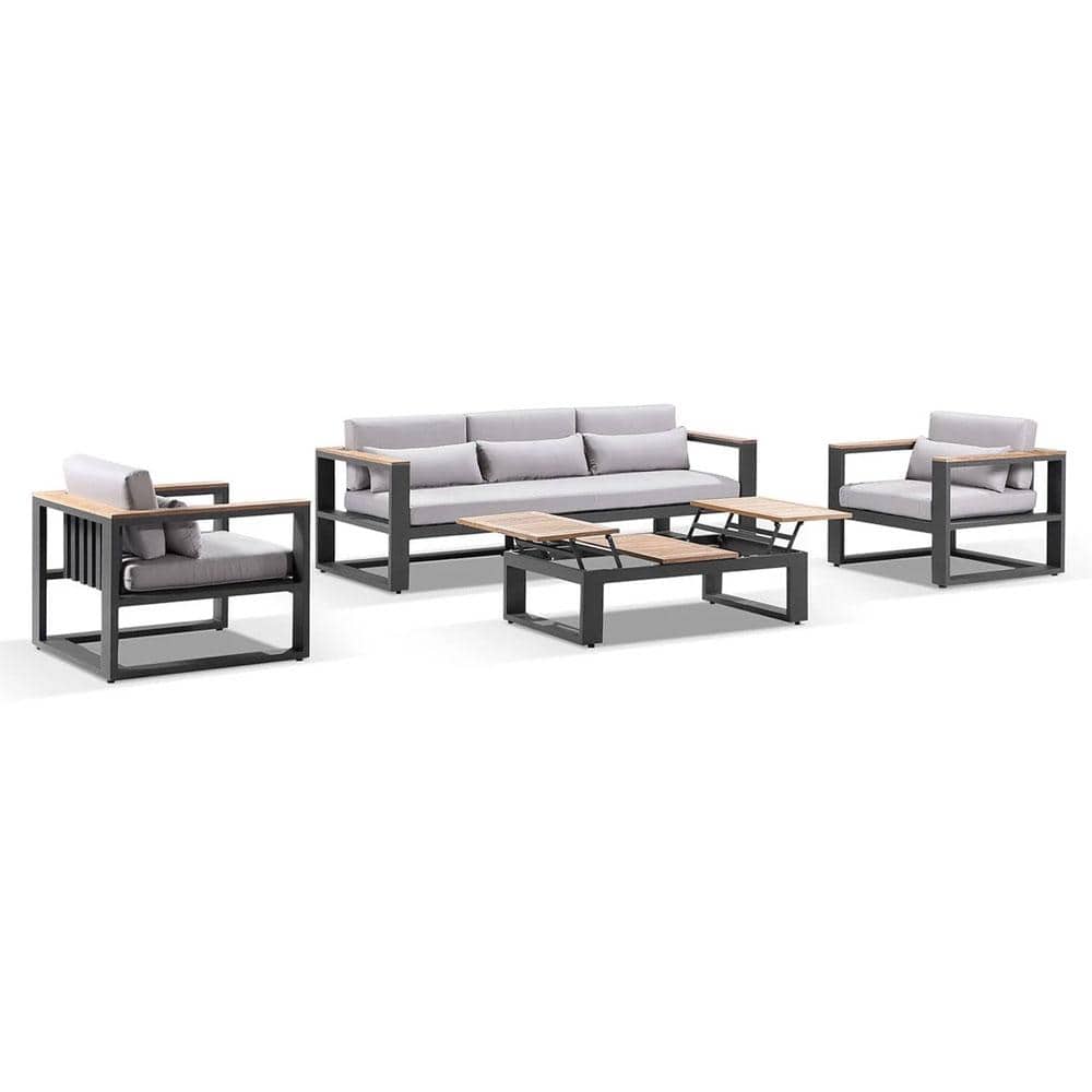 Balmoral 3+1+1 Seater Outdoor Aluminium and Teak Lounge Setting