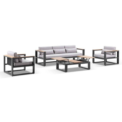 Balmoral 3+1+1 Seater Outdoor Aluminium and Teak Lounge Setting