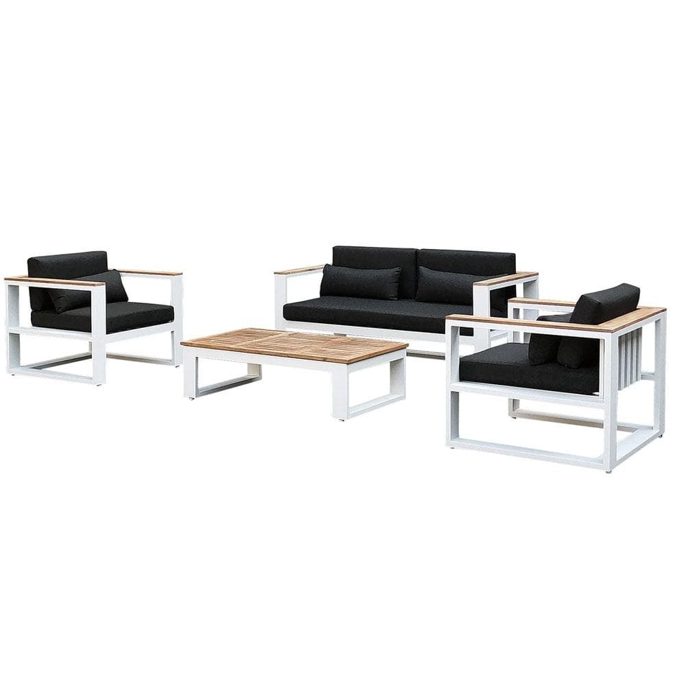 Balmoral 2+1+1 Seater Outdoor Aluminium and Teak Lounge Setting