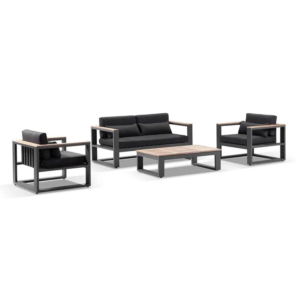 Balmoral 2+1+1 Seater Outdoor Aluminium and Teak Lounge Setting