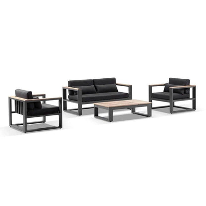Balmoral 2+1+1 Seater Outdoor Aluminium and Teak Lounge Setting