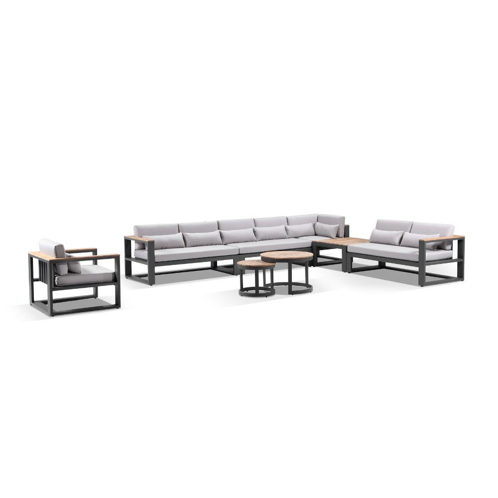 Balmoral Package E Outdoor Aluminium and Teak Lounge Setting with Coffee Table